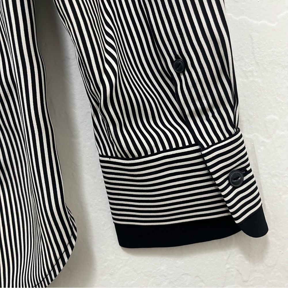 Rag & Bone Silk Blouse Victor Stripe V-Neck Sz M - Picture 9 of 10